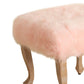 Square Wooden Stool With Faux Fur Upholstered Seat And Cabriole Legs, Pink And Brown By Benzara | Stools |  Modishstore  - 2