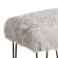 Metal Framed Stool With Faux Fur Upholstered Seat And Hairpin Legs, Gray And Black By Benzara | Stools |  Modishstore  - 3