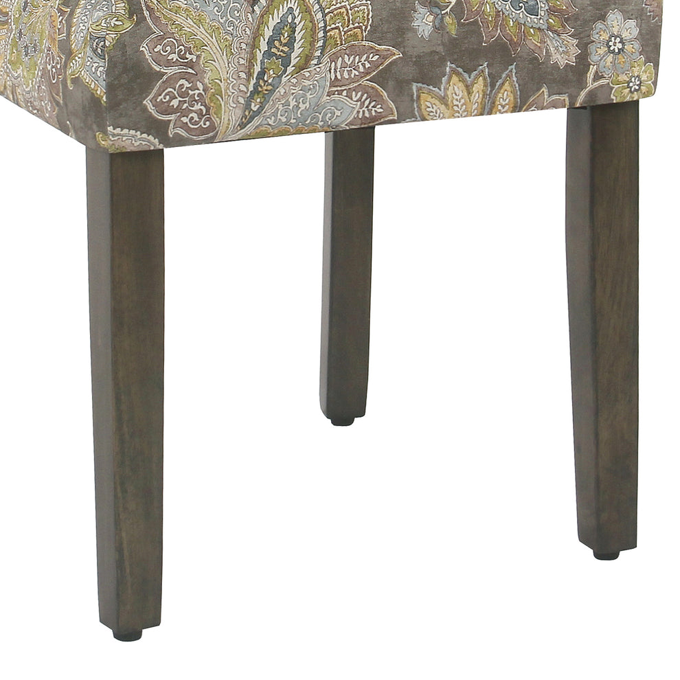 Floral Print Fabric Upholstered Parsons Chair With Wooden Legs, Multicolor, Set Of Two By Benzara | Dining Chairs | Modishstore - 4
