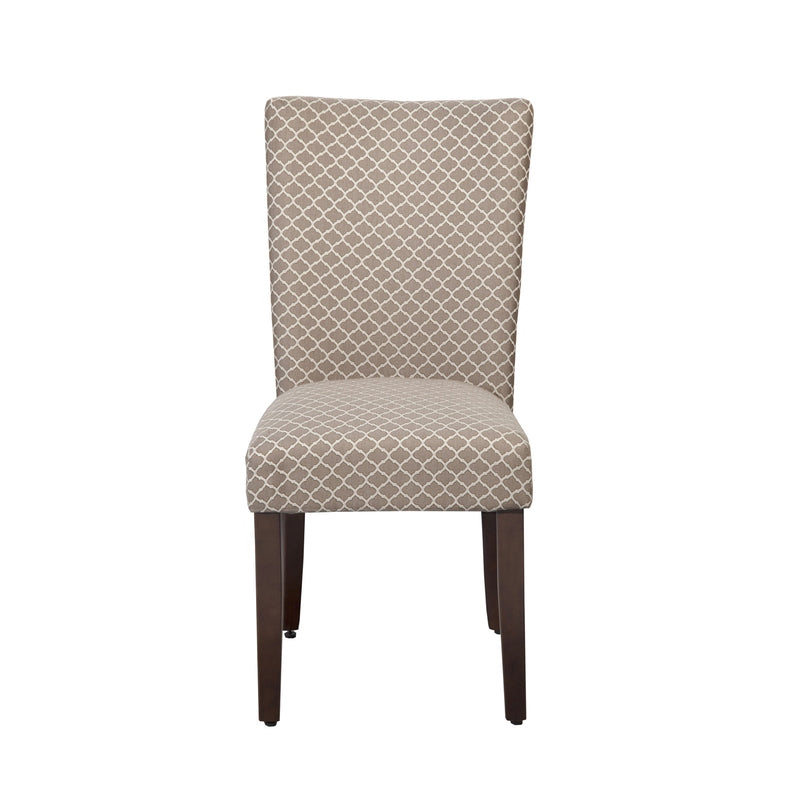 Quatrefoil Diamond Pattern Fabric Upholstered Chair With Wooden Legs, Brown And Cream, Set Of Two By Benzara | Dining Chairs |  Modishstore 