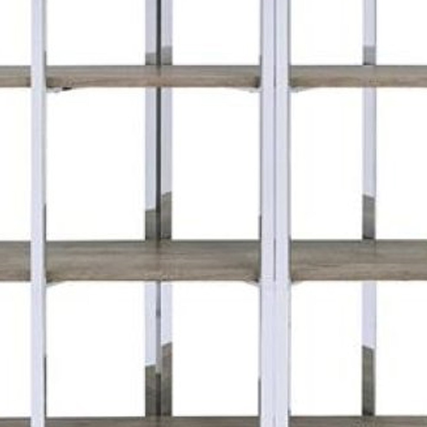 Geometric Metal Framed Bookshelf With Four Open Wooden Shelves, Brown And Silver By Benzara | Bookcases |  Modishstore  - 3