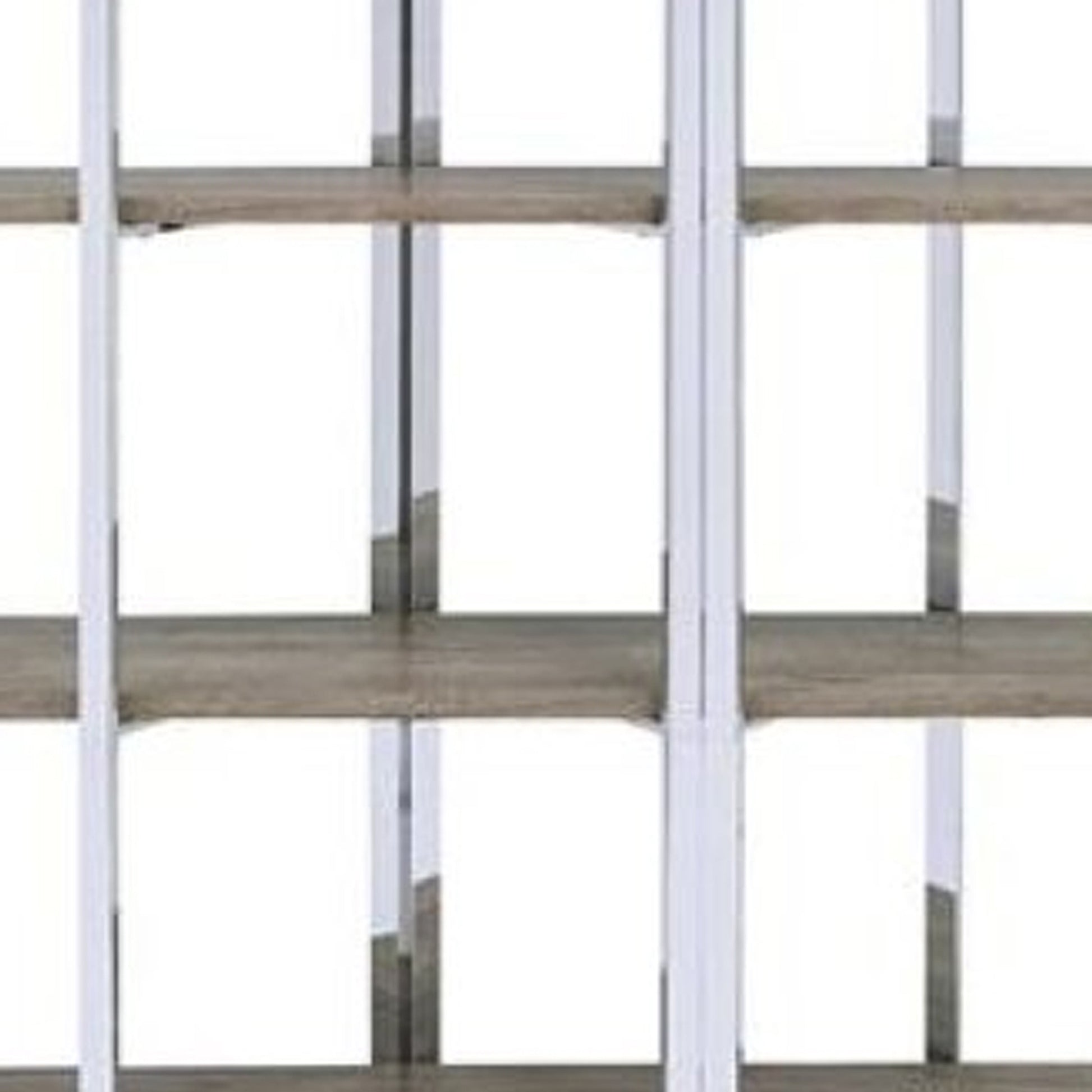 Geometric Metal Framed Bookshelf With Four Open Wooden Shelves, Brown And Silver By Benzara | Bookcases |  Modishstore  - 3