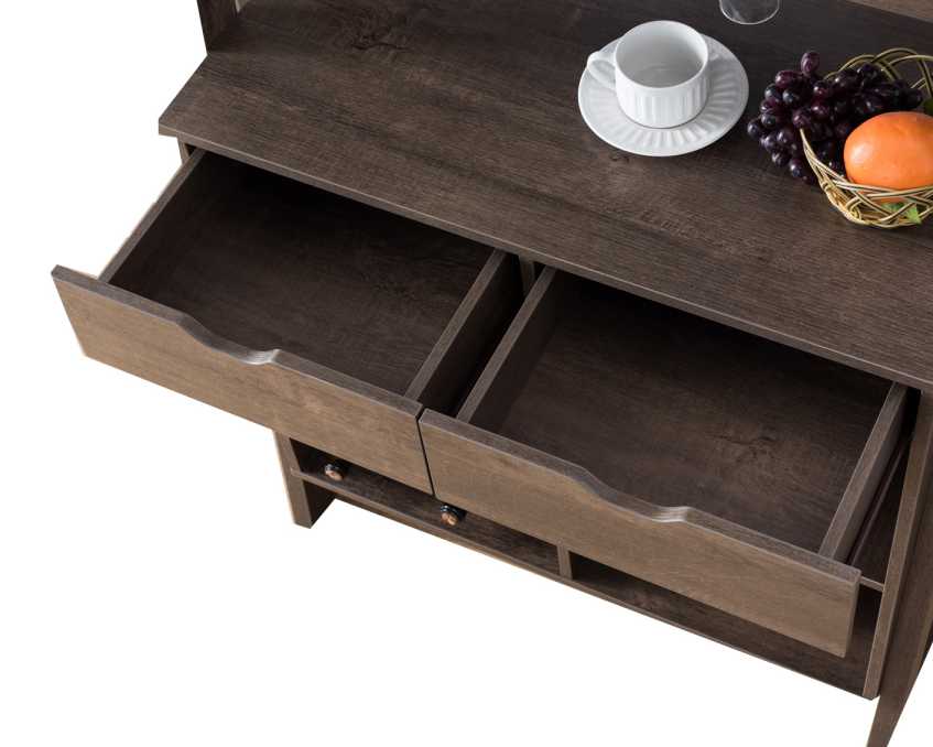 Stylish Wooden Wine Cabinet With Sled Legs And Spacious Storage, Brown By Benzara | Cabinets |  Modishstore  - 3