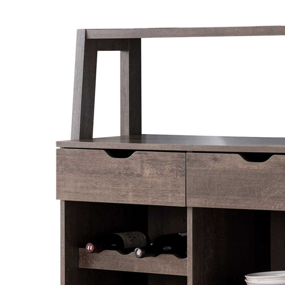 Stylish Wooden Wine Cabinet With Sled Legs And Spacious Storage, Brown By Benzara | Cabinets |  Modishstore  - 4