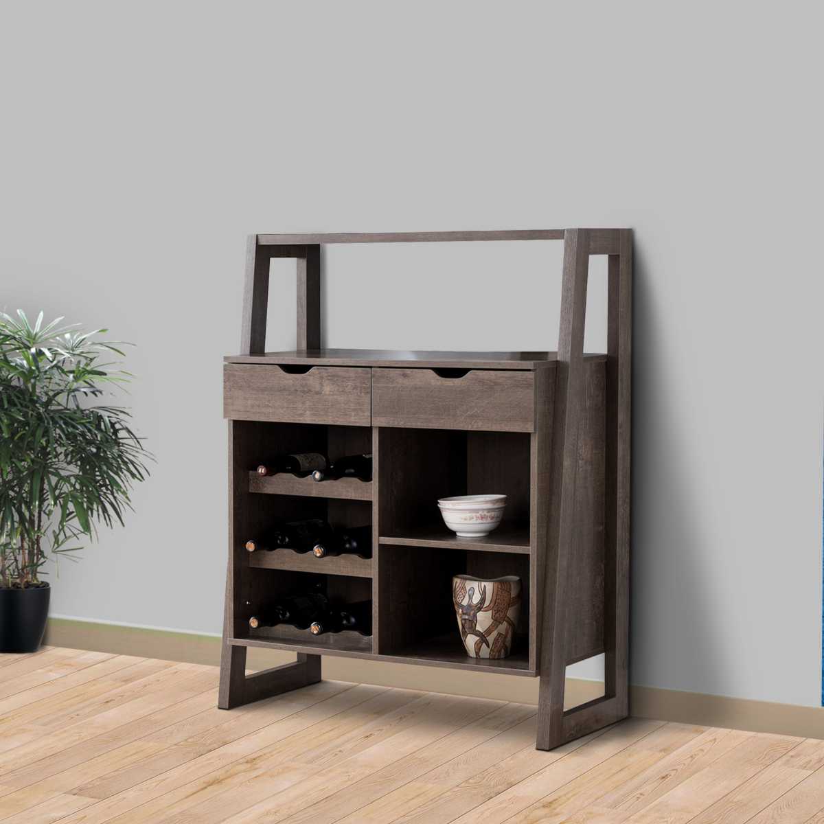 Stylish Wooden Wine Cabinet With Sled Legs And Spacious Storage, Brown By Benzara | Cabinets |  Modishstore 