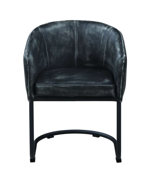 Vertically Stitched Faux Leather Upholstered Dining Chair With Metal Cantilever Base, Black By Benzara | Dining Chairs |  Modishstore 