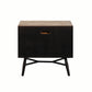 Two Drawer Wooden Nightstand With Metal Angled Legs, Brown And Black By Benzara | Nightstands |  Modishstore  - 5