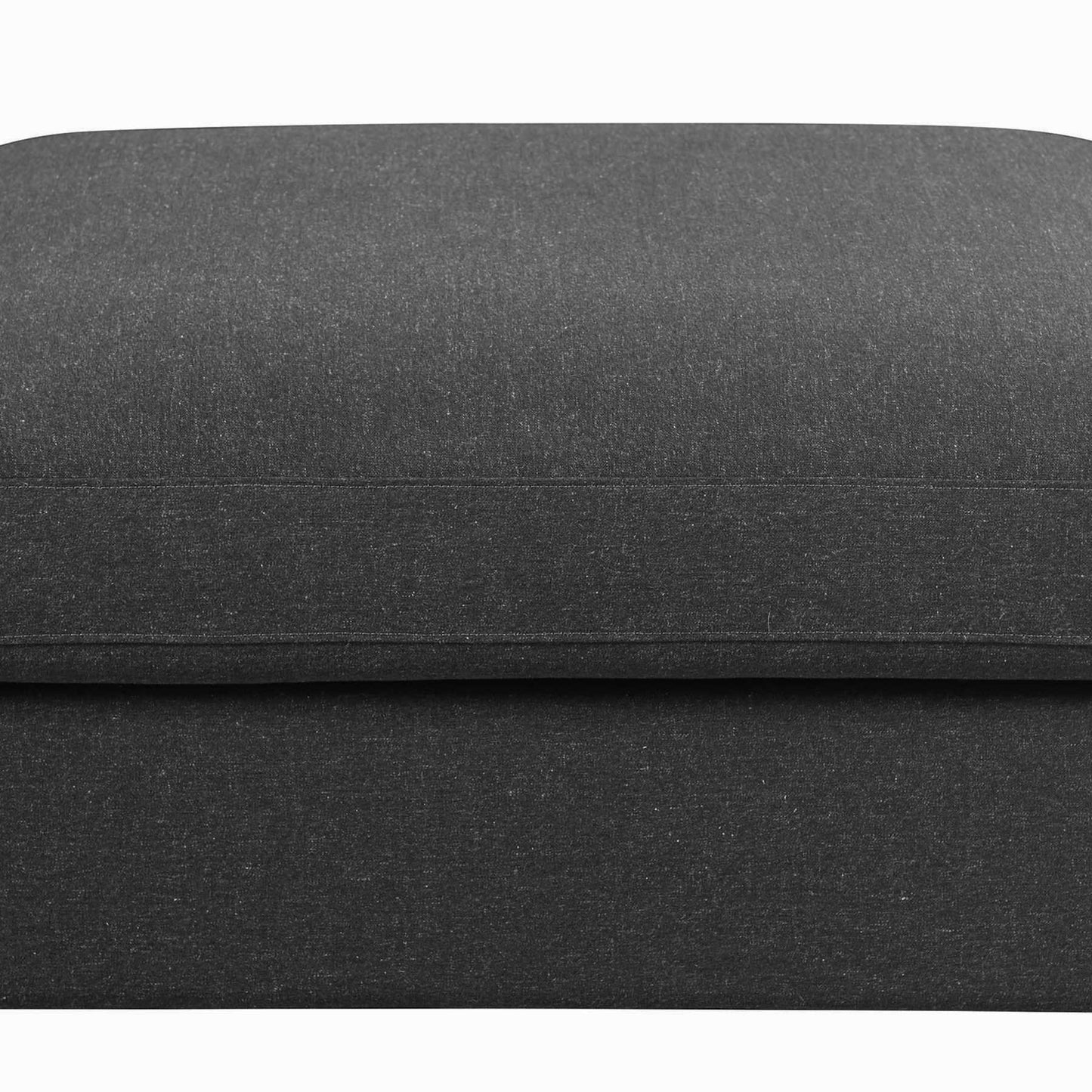Fabric Upholstered Wooden Ottoman With Loose Cushion Seat And Small Feet, Dark Gray By Benzara | Ottomans |  Modishstore  - 4