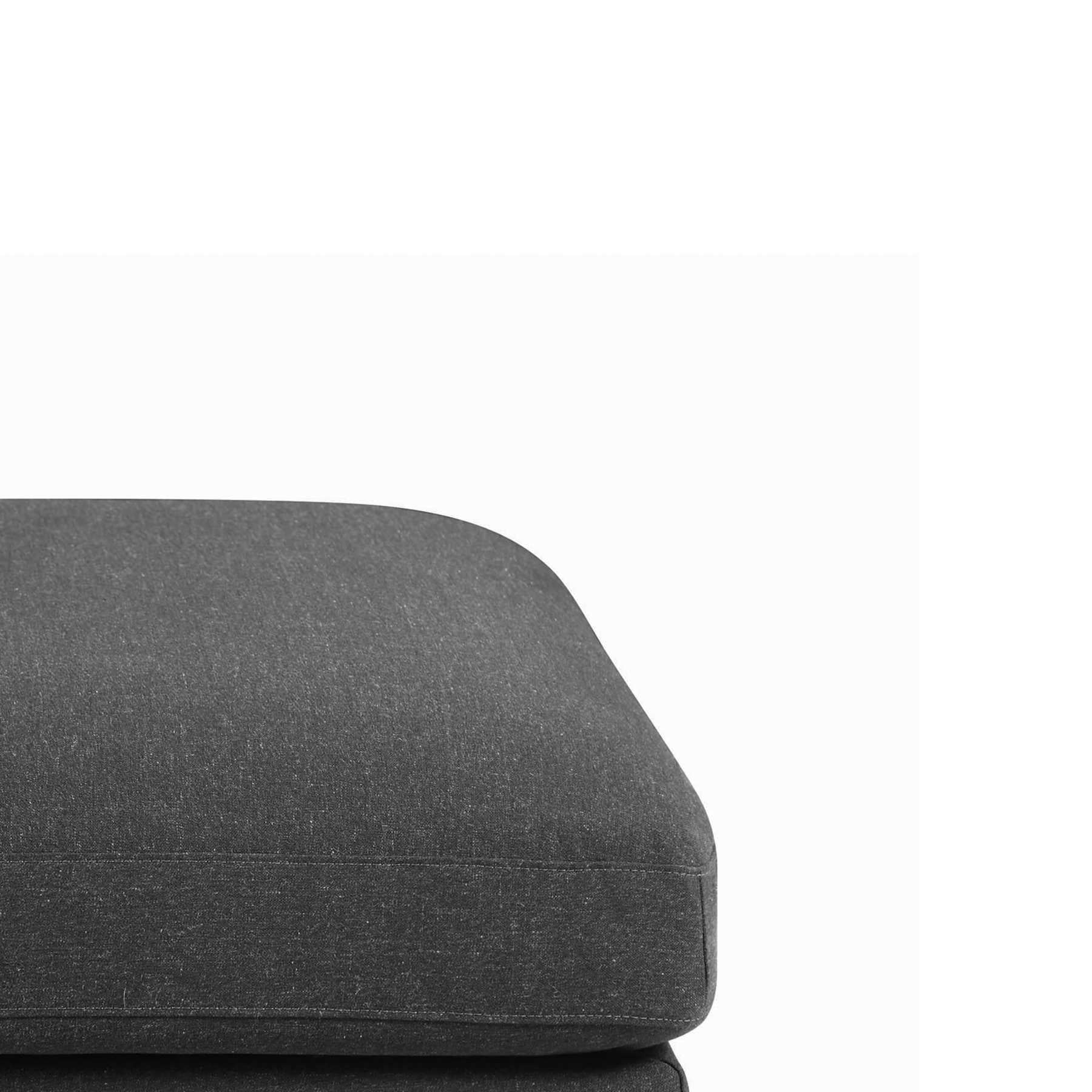 Fabric Upholstered Wooden Ottoman With Loose Cushion Seat And Small Feet, Dark Gray By Benzara | Ottomans |  Modishstore  - 6