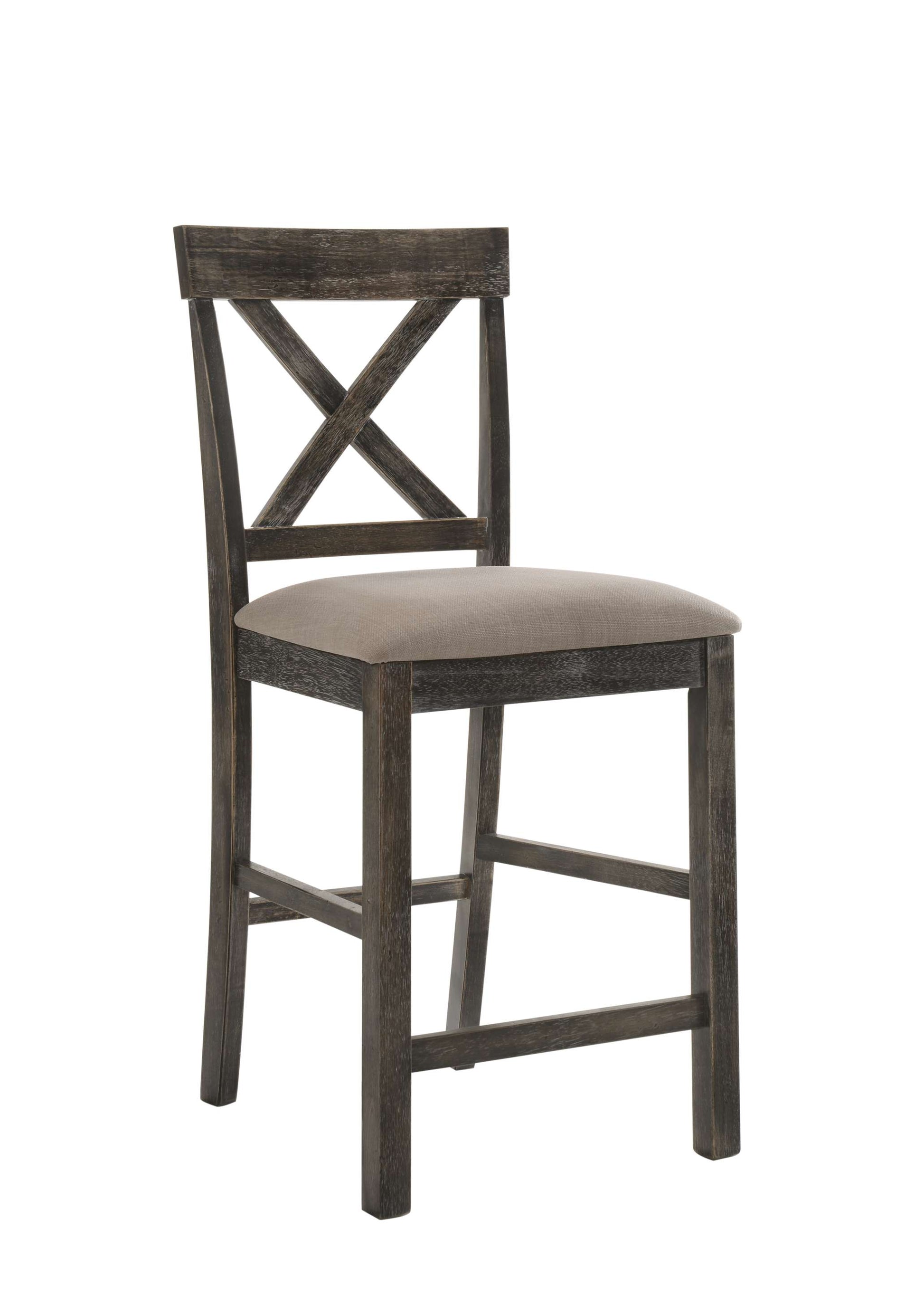 Wooden Counter Height Chair With X Shaped Backrest And Built In Footrest, Set Of 2, Gray By Benzara | Dining Chairs |  Modishstore 