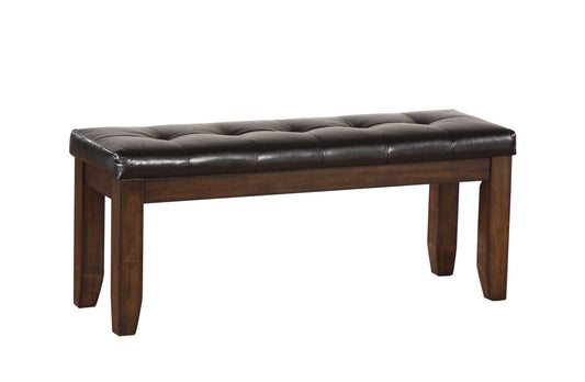 Leatherette Upholstered Tufted Wooden Bench With Chamfered Legs, Brown By Benzara | Benches |  Modishstore 
