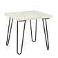 Marble Top End Table With Metal Hairpin Legs, White And Black By Benzara | Side Tables |  Modishstore  - 2