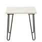 Marble Top End Table With Metal Hairpin Legs, White And Black By Benzara | Side Tables |  Modishstore 