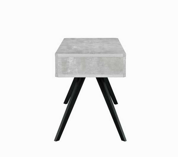 Faux Concrete Desk With Two Drawers And Flared Legs, Black And Gray By Benzara | Desks |  Modishstore  - 3