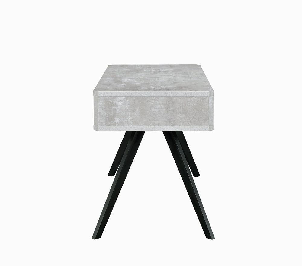 Faux Concrete Desk With Two Drawers And Flared Legs, Black And Gray By Benzara | Desks |  Modishstore  - 6