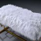 Modern Style Faux Fur Upholstered Bench With Geometrical Side Panels, White And Gold By Benzara | Benches |  Modishstore  - 2