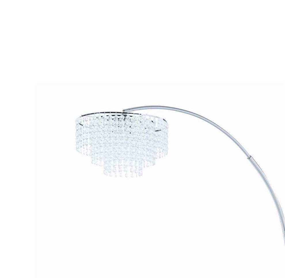 Crystal Accented Tiered Metal Floor Lamp With Marble Base, Silver And White By Benzara | Floor Lamps |  Modishstore  - 5