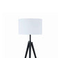 Height Adjustable Metal Tripod Floor Lamp With Fabric Shade, White And Black By Benzara | Floor Lamps |  Modishstore  - 2