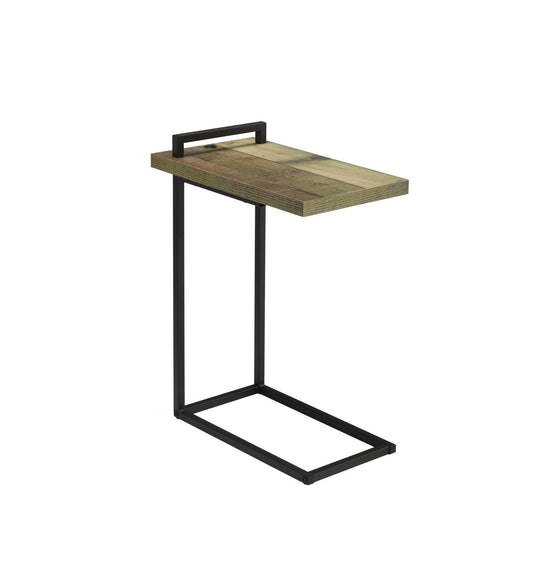 Contemporary Style Metal Accent Table With Wooden Top And Usb Port, Brown And Bronze By Benzara | Accent Tables |  Modishstore 
