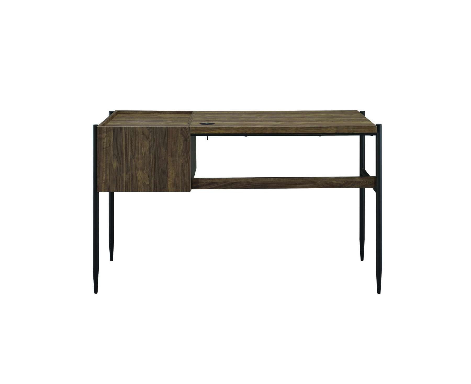 Transitional Style 2 Drawer Wooden Writing Desk With Metal Tapered Legs, Brown And Black By Benzara | Desks |  Modishstore  - 3
