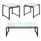 3 Piece Metal Base Occasional Table Set With Faux Marble Top, Black And White By Benzara | Coffee Tables |  Modishstore 