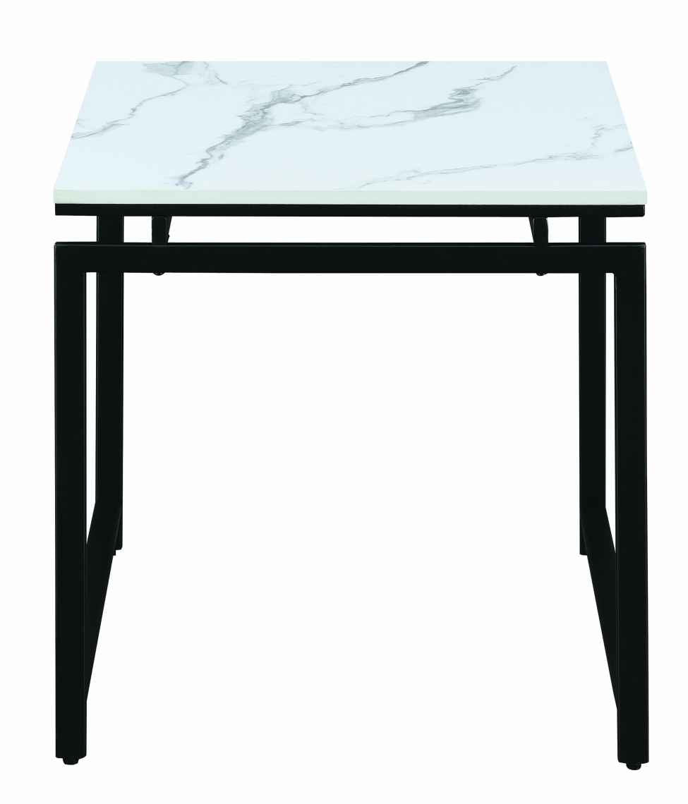 3 Piece Metal Base Occasional Table Set With Faux Marble Top, Black And White By Benzara | Coffee Tables |  Modishstore  - 3