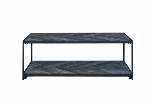 Metal Frame Coffee Table With Wooden Top And Bottom Shelf, Black And Brown By Benzara | Coffee Tables |  Modishstore 