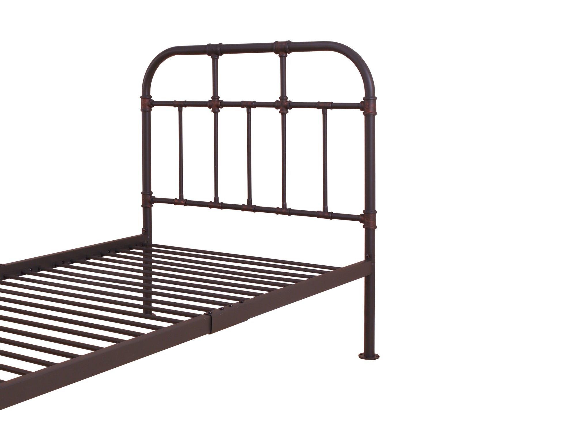 Metal Twin Bed With Pipe Design Structure, Antique Bronze By Benzara | Bedroom Sets |  Modishstore  - 2