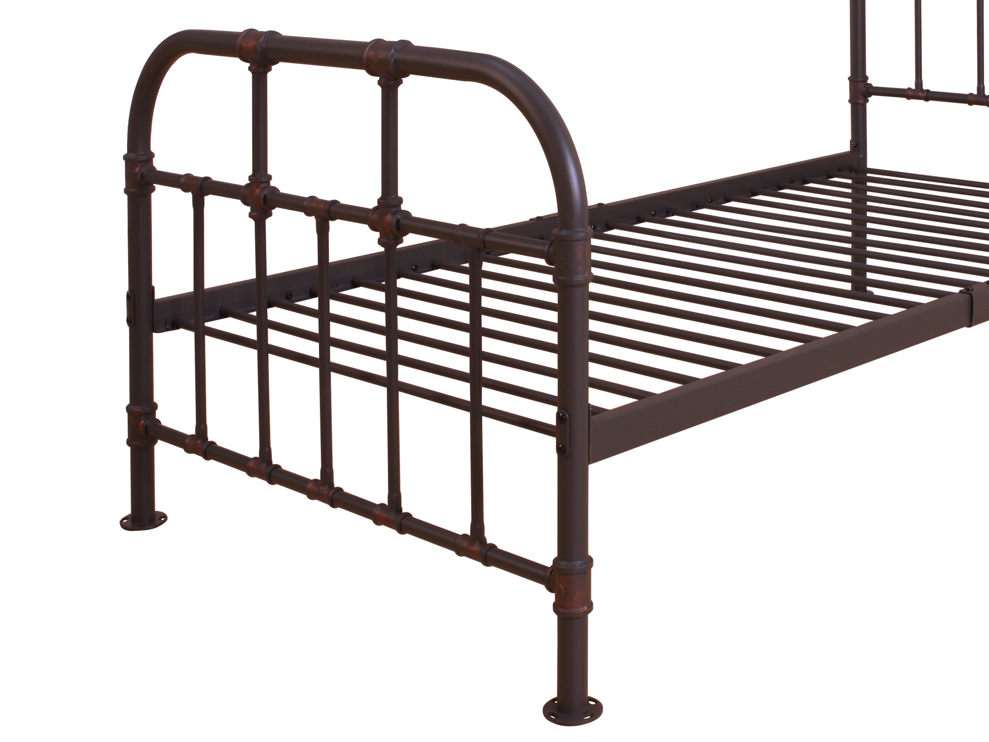 Metal Twin Bed With Pipe Design Structure, Antique Bronze By Benzara | Bedroom Sets |  Modishstore  - 3