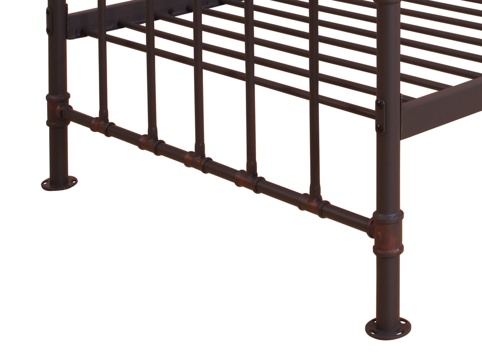 Metal Twin Bed With Pipe Design Structure, Antique Bronze By Benzara | Bedroom Sets |  Modishstore  - 4