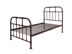 Metal Twin Bed With Pipe Design Structure, Antique Bronze By Benzara