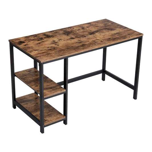 Industrial 47 Inch Wood And Metal Desk With 2 Shelves, Black And Brown By Benzara | Desks |  Modishstore 