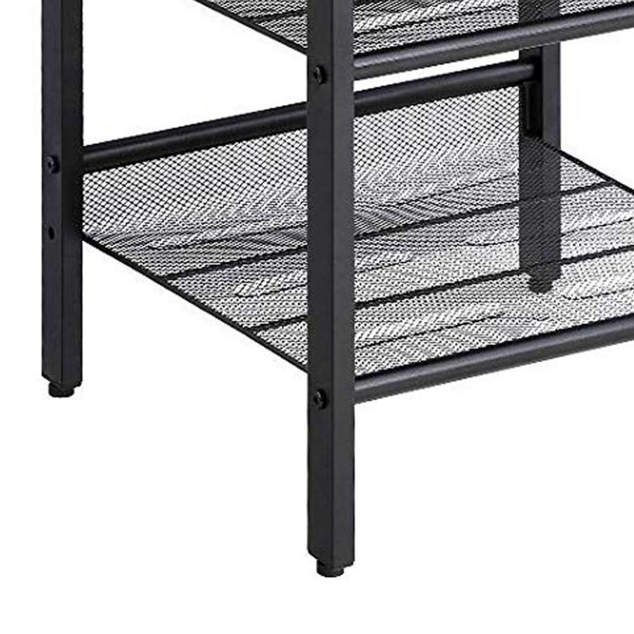 Wooden Side Table With Metal Mesh Shelves, Set Of 2, Black And Brown By Benzara | Side Tables |  Modishstore  - 5