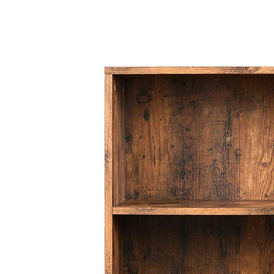 2 Tier Wooden Bookshelf With Storage Cabinet And Angled Legs, Brown By Benzara | Bookcases |  Modishstore  - 4