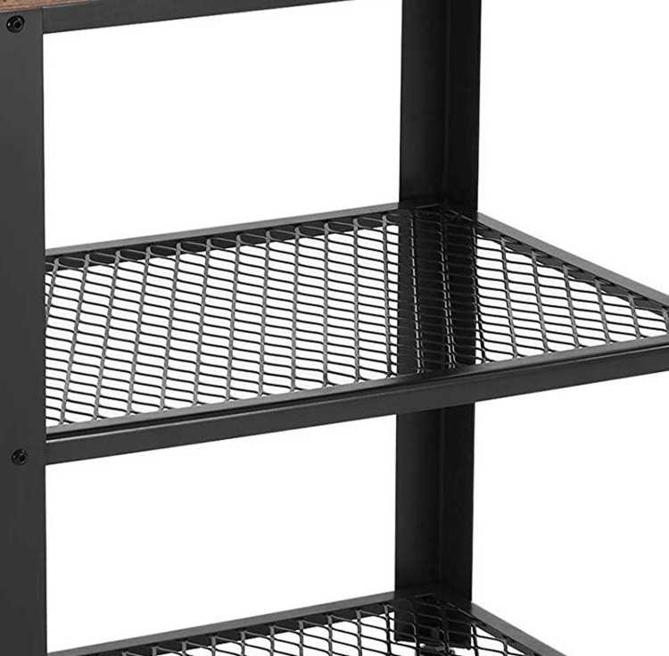 3 Tier Wooden Serving Cart With 2 Mesh Design Shelves, Black And Brown By Benzara | Bar Carts |  Modishstore  - 5