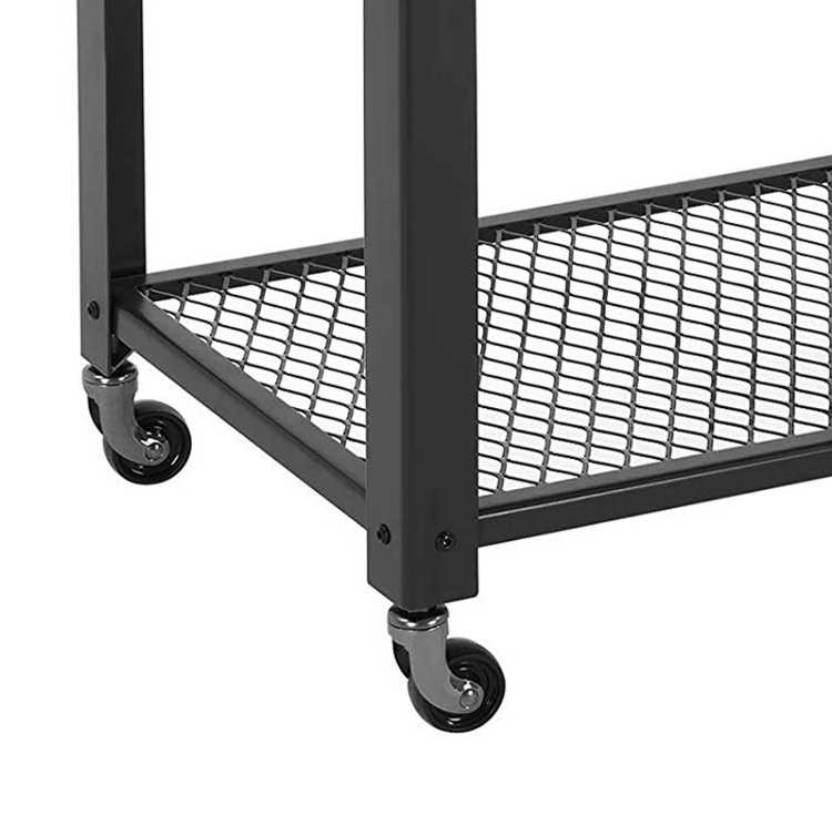 3 Tier Wooden Serving Cart With 2 Mesh Design Shelves, Black And Brown By Benzara | Bar Carts |  Modishstore  - 4