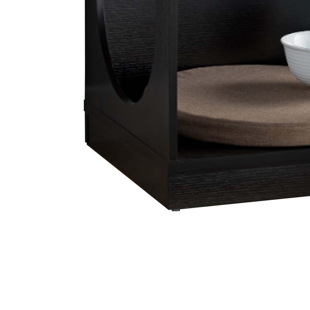 Wooden Pet End Table With Flat Base And Cutout Design On Sides, Black By Benzara | Side Tables |  Modishstore  - 3