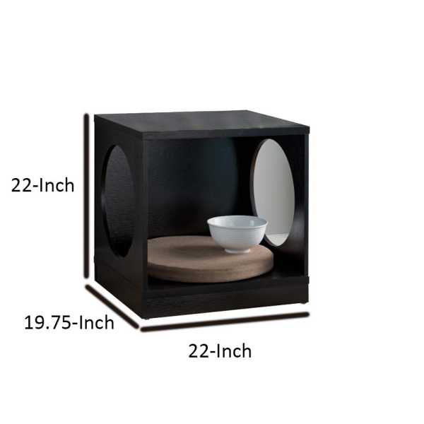 Wooden Pet End Table With Flat Base And Cutout Design On Sides, Black By Benzara | Side Tables |  Modishstore  - 5