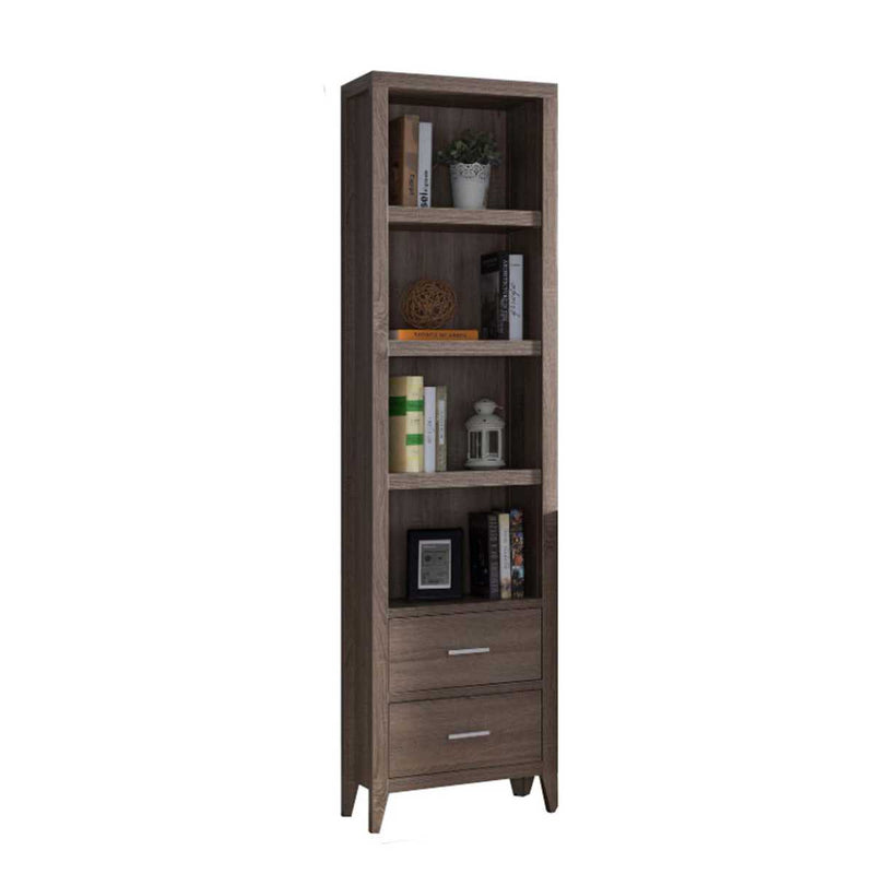 Wooden Media Tower With Four Open Shelves And Two Drawers, Dark Taupe Brown By Benzara | Cabinets |  Modishstore 