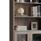 Wooden Book Cabinet With Three Display Shelves And Two Glass Doors, Taupe Brown By Benzara | Bookcases |  Modishstore  - 5