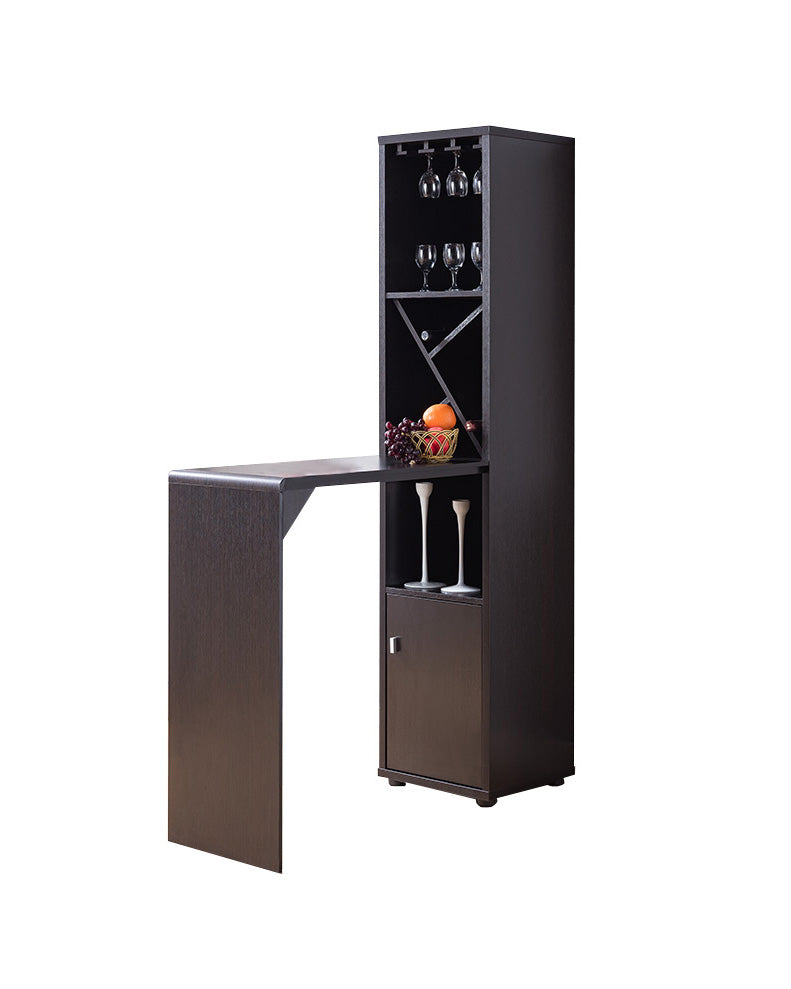Wooden Wine Cabinet With Spacious Storage And Bar Table, Red Cocoa Brown By Benzara | Cabinets | Modishstore - 2