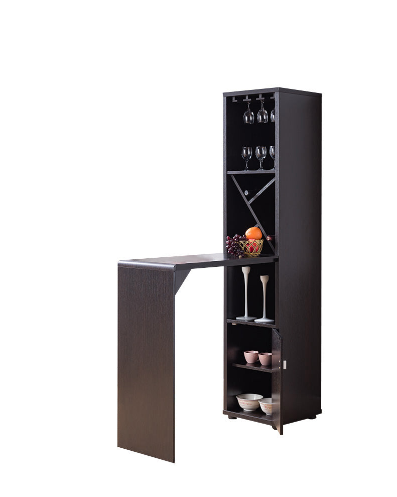 Wooden Wine Cabinet With Spacious Storage And Bar Table, Red Cocoa Brown By Benzara | Cabinets | Modishstore - 3