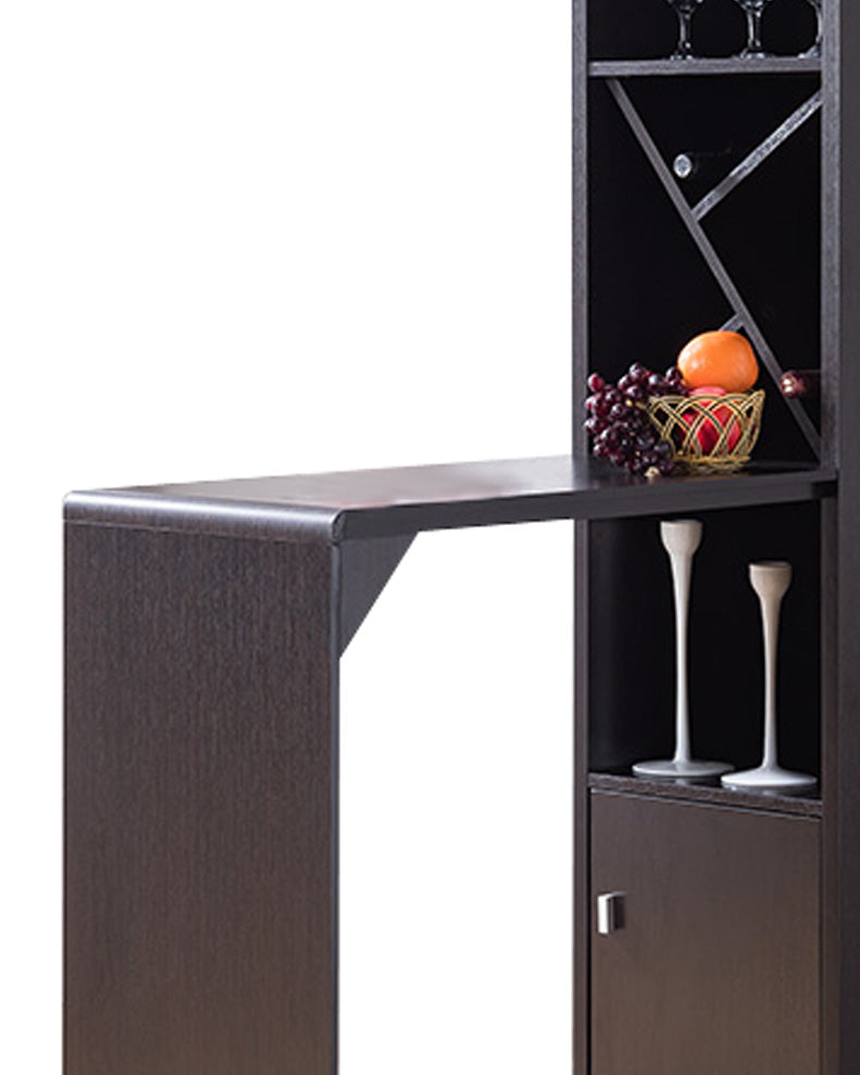 Wooden Wine Cabinet With Spacious Storage And Bar Table, Red Cocoa Brown By Benzara | Cabinets | Modishstore - 5
