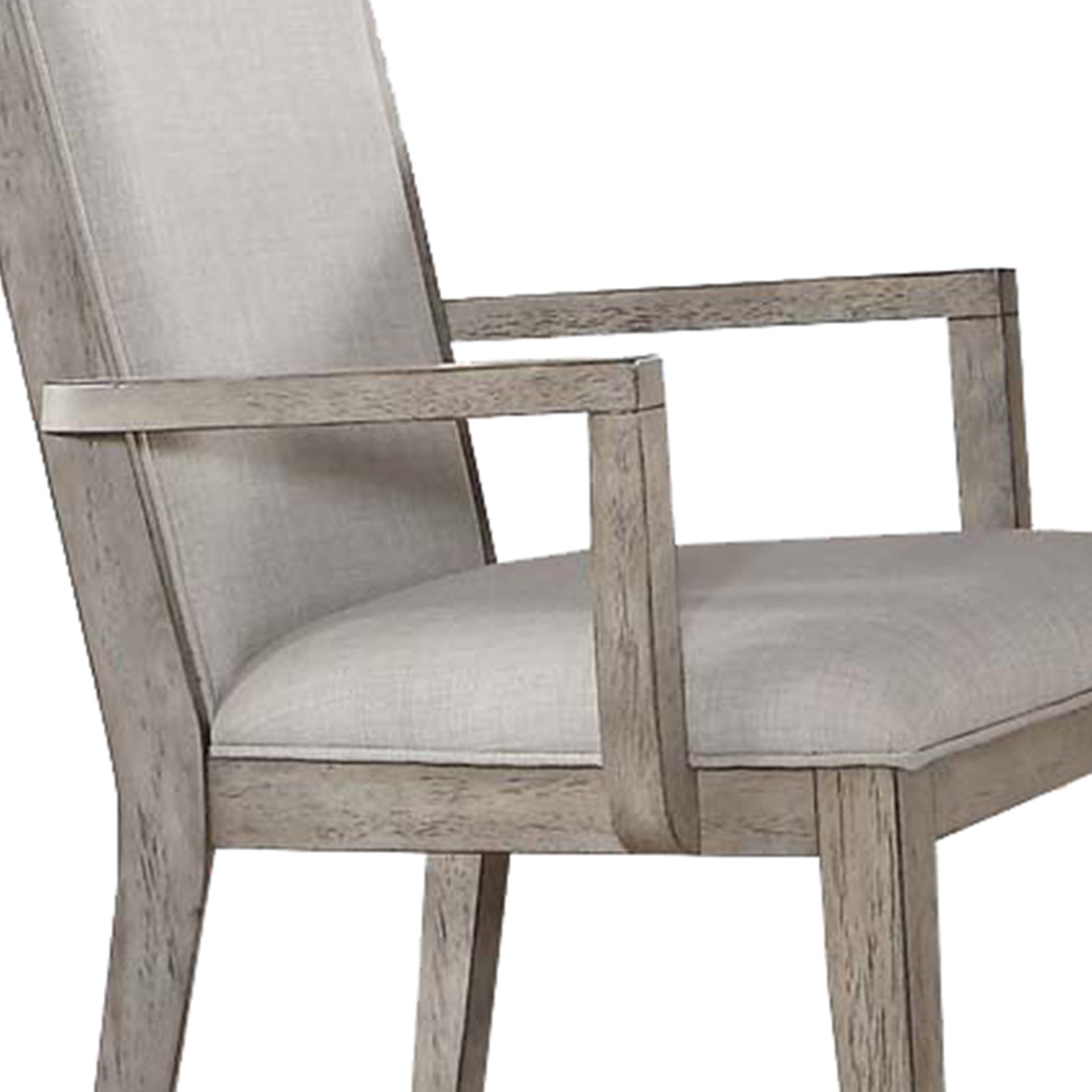 Wooden Arm Chairs With Fabric Padded Seat And High Backrest, Gray, Set Of Two By Benzara | Accent Chairs | Modishstore - 5