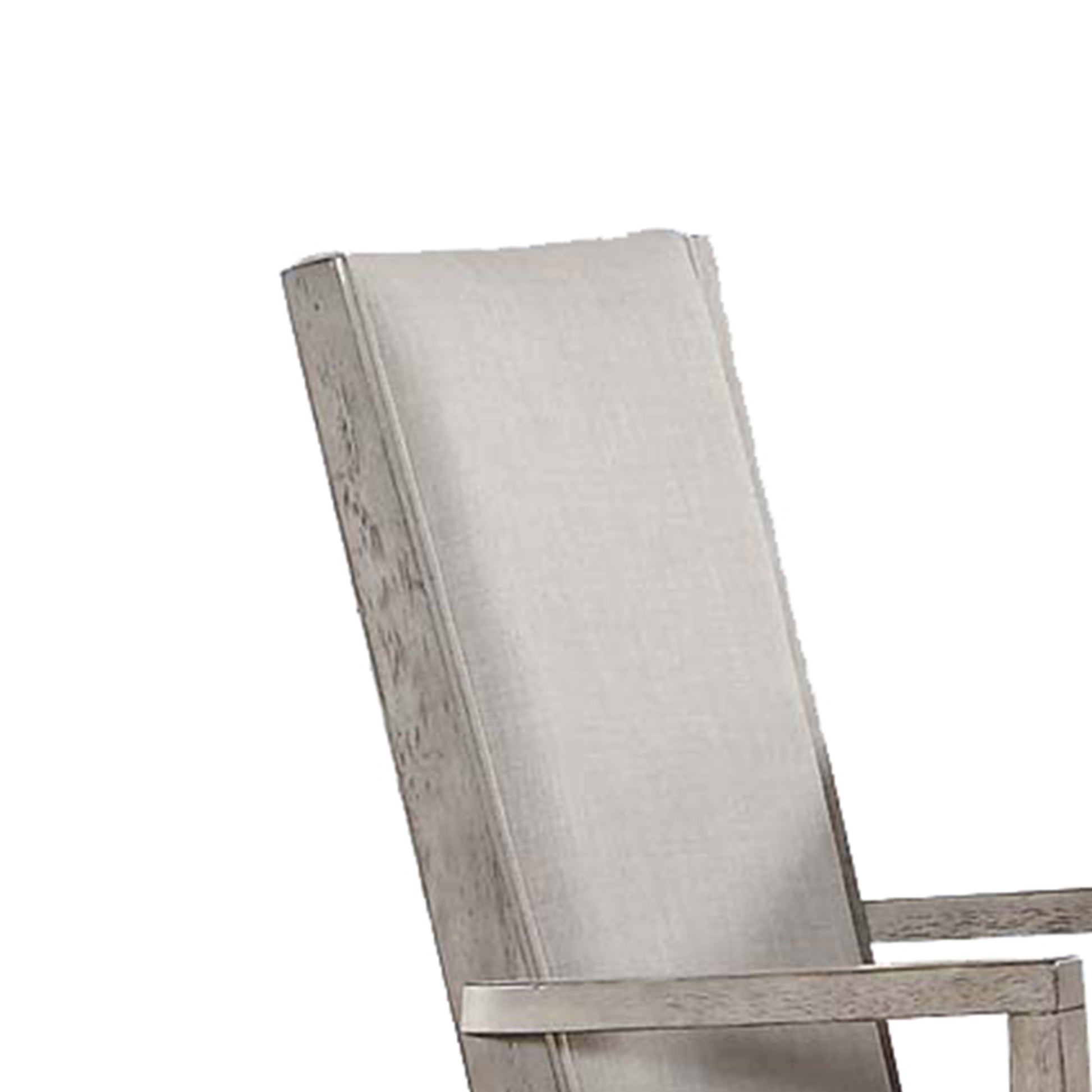 Wooden Arm Chairs With Fabric Padded Seat And High Backrest, Gray, Set Of Two By Benzara | Accent Chairs | Modishstore - 4