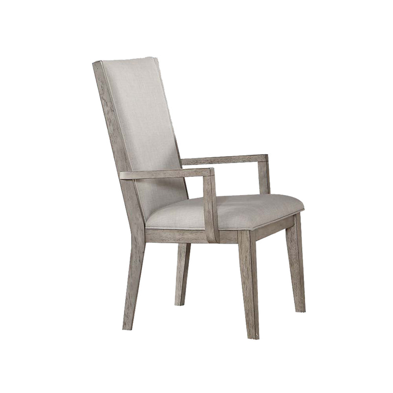 Wooden Arm Chairs With Fabric Padded Seat And High Backrest, Gray, Set Of Two By Benzara | Accent Chairs | Modishstore