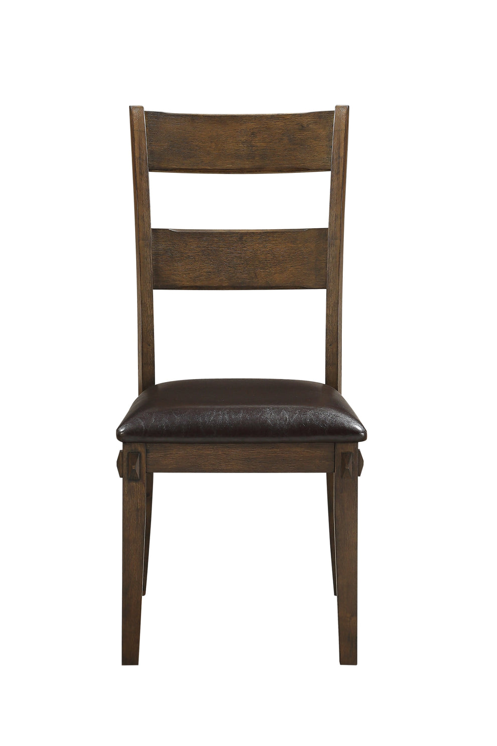 Flared Panel Back Side Chair With Leatherette Seat, Set Of 2, Brown By Benzara | Accent Chairs | Modishstore - 5