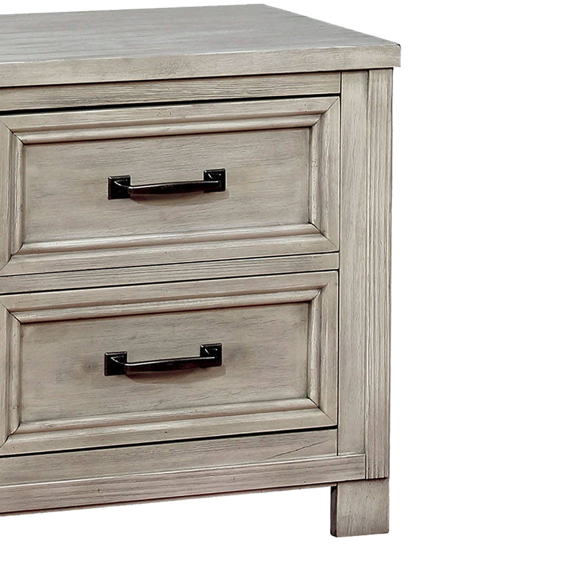 Transitional 2 Drawer Wooden Nightstand With Molded Trim,Antique White By Benzara | Nightstands | Modishstore - 4