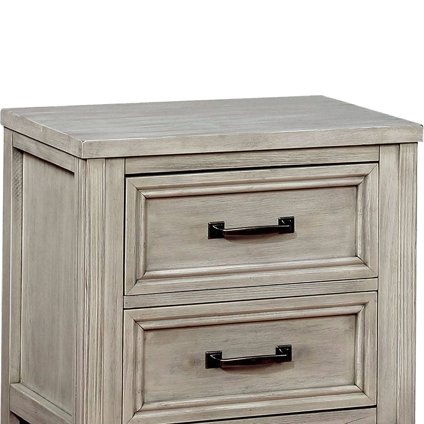 Transitional 2 Drawer Wooden Nightstand With Molded Trim,Antique White By Benzara | Nightstands | Modishstore - 2