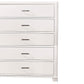 Modern Style Wooden Chest With 5 Drawers And Tapered Legs, White By Benzara | Cabinets |  Modishstore  - 2